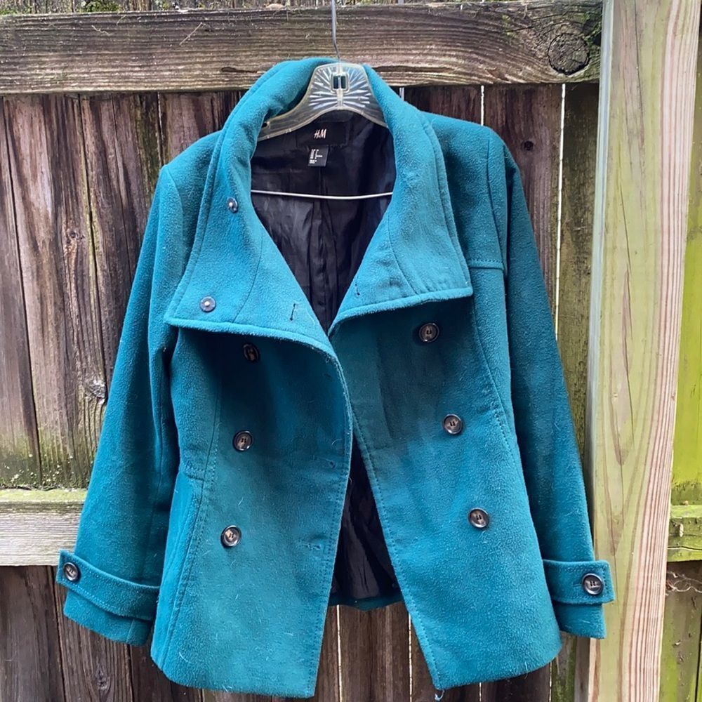 H&M green Pea coat sz. 6